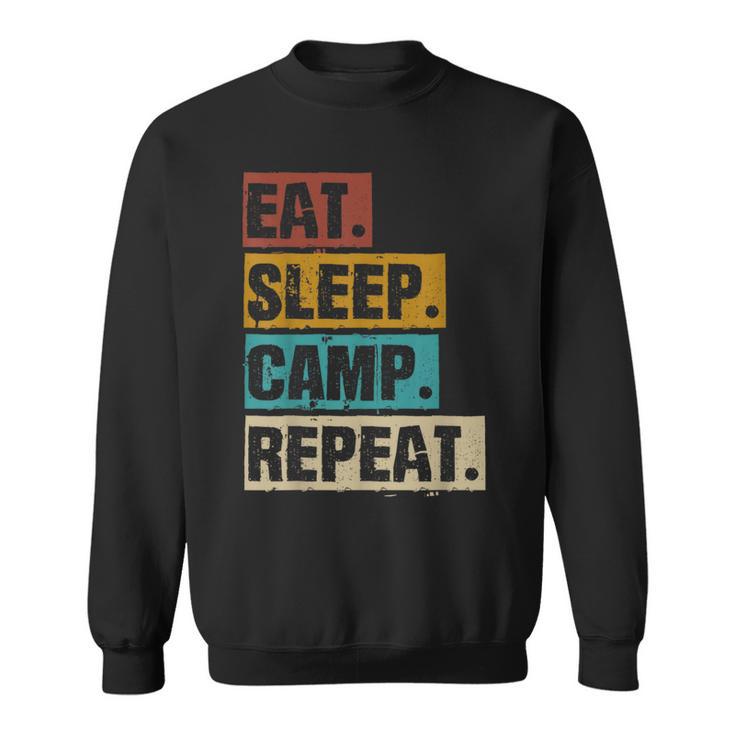 Eat Sleep Camp Repeat -Intage Outdoor Camping Camper Sweatshirt