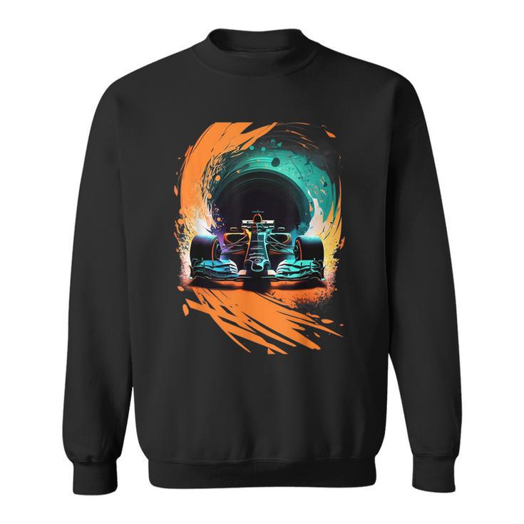 Sweatshirt Back Racing Graphics Formula Racing Open Wheel Race Car On Racing Track Sweatshirt ...