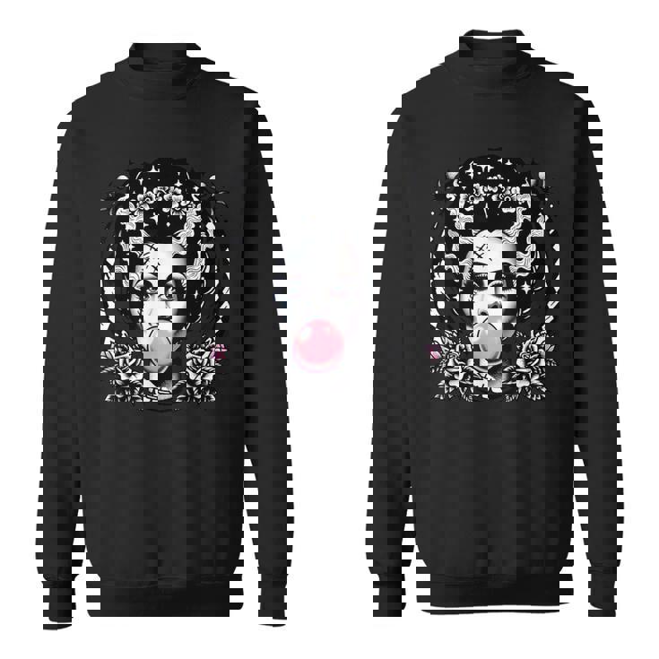 Frankenstein Monster And Bride Bubble Gum Halloween Sweatshirt