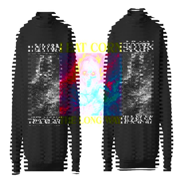 Oddly Specific Dank Meme Flaming Skeleton Sweatshirt