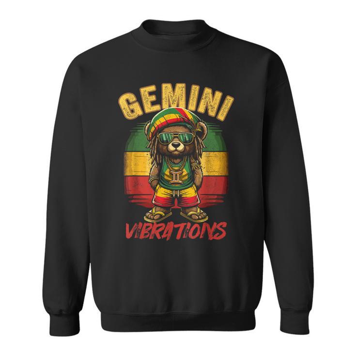 Gemini Vibes Rasta Reggae Teddy Bear Island Beach Birthday Sweatshirt
