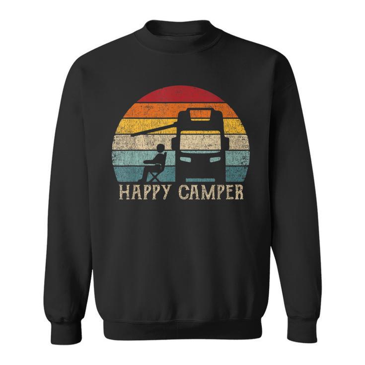 Happy Camper Rv 70S Retro Camperan Camping S Sweatshirt