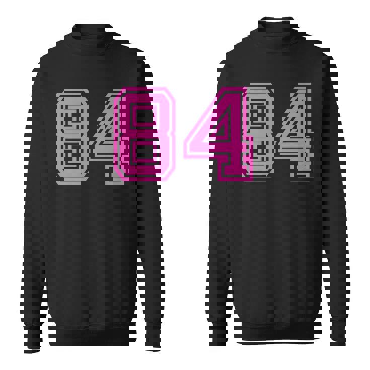 Hot Pink Retro Sports Jersey Lucky Number 84 Men's T-shirt Back