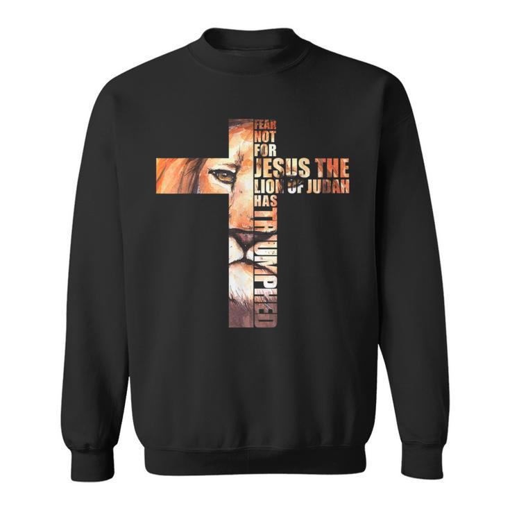 Lion Judah Jesus Cross Christ Bibleerse Faith Church Sweatshirt