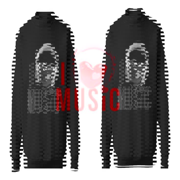I Love Music Cuore Rosso Con Cuffie Amo La Musica Felpa