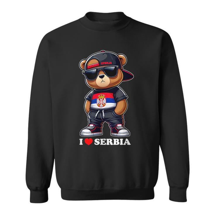 I Love Serbia Serbian Flag Teddy Bear Srbija Sweatshirt