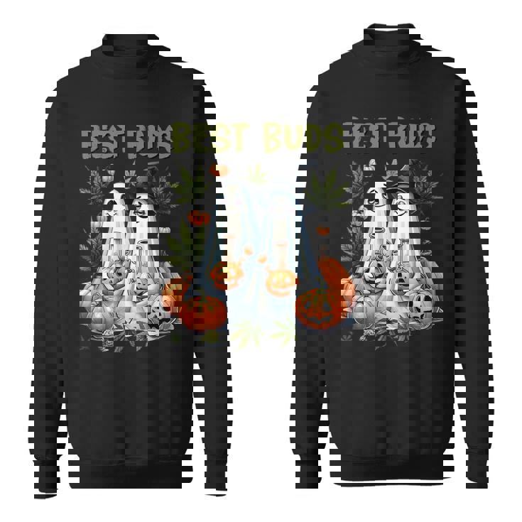 Marijuana Best Buds Ghost 420 Weed Cannabis Halloween Sweatshirt