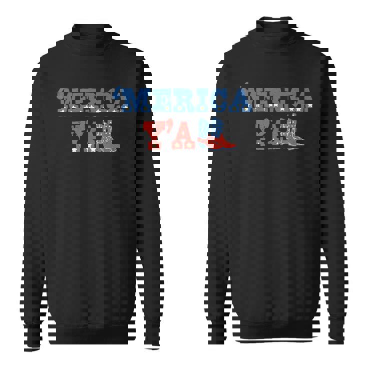 Merica Y'all Retro 4Th Of July Cowboy Cowgirl Western Howdy Sweatshirt