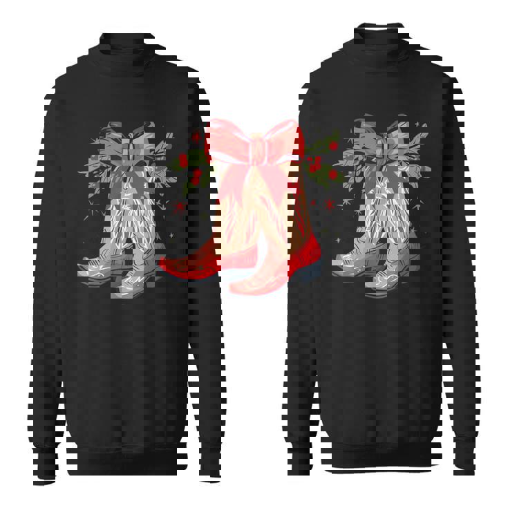 Merry And Bright Cowgirl Boot Christmas Western Cowboy Sweatshirt