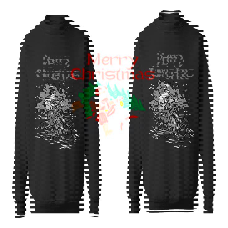 Merry Christmas Biker Santa Xmas Motorcycle Big Bike Dad Men Sweatshirt