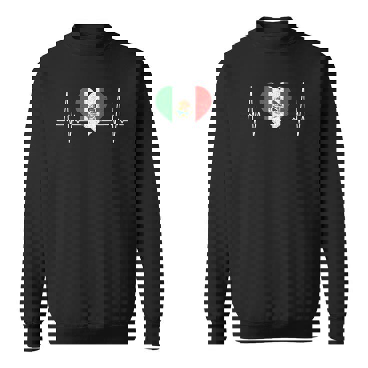 Mexico Flag Heartbeat Pulse For Mexican Independence Day Sweatshirt