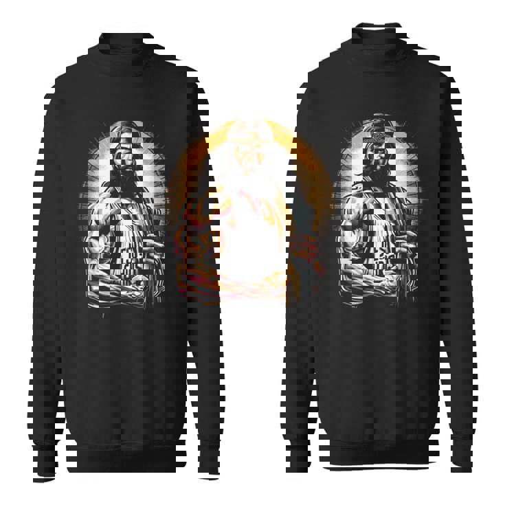 Muscular Jesucristo Divertido Levantamiento De Pesas Jesús Gimnasio Deportes Camisa de entrenamiento