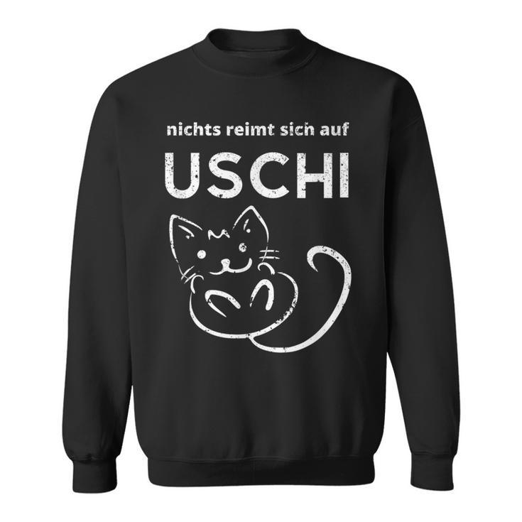 With Nichts Reimt Sich Auf Uschi Slogan With Cat Grunge Sweatshirt