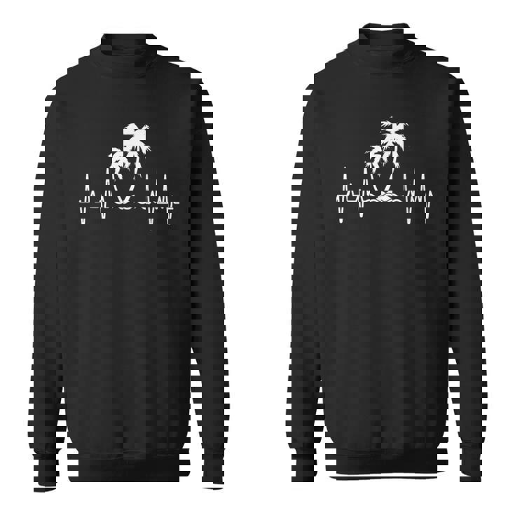 Palm Tree Heartbeat Tropical Summer Beach Vacay Sweatshirt