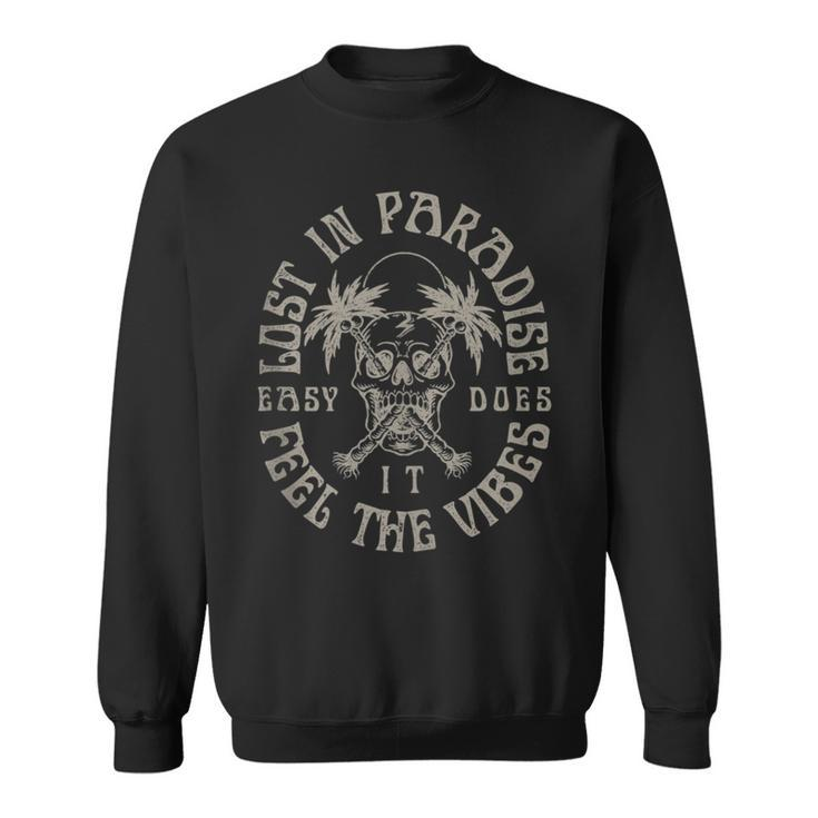 Palm Tree Skull Summer Surf Beach Retro Vintage Streetwear Sweatshirt