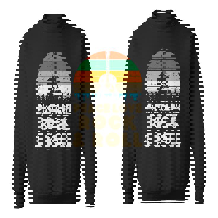 Peace Love Rock N Roll Guitar Retro 80S Hippie Hippi Hippy Felpa
