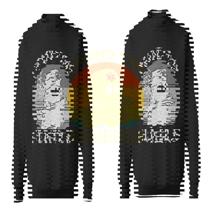 Retro I Found This Humerus Halloween Ghost Nurse Humorous Sweatshirt