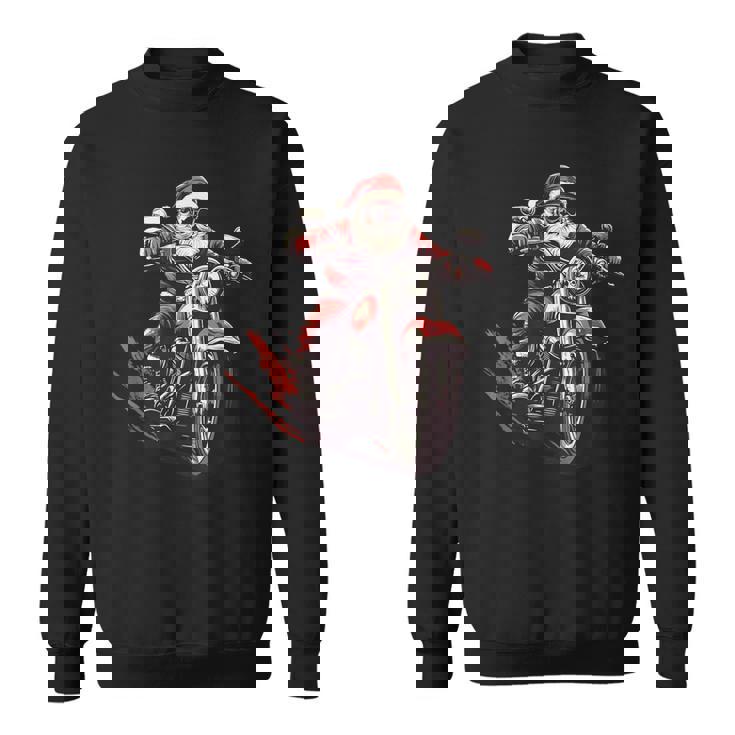 Santa Riding A Motorcycle Biker Motorcycle Lover Xmas Pajama Sweatshirt