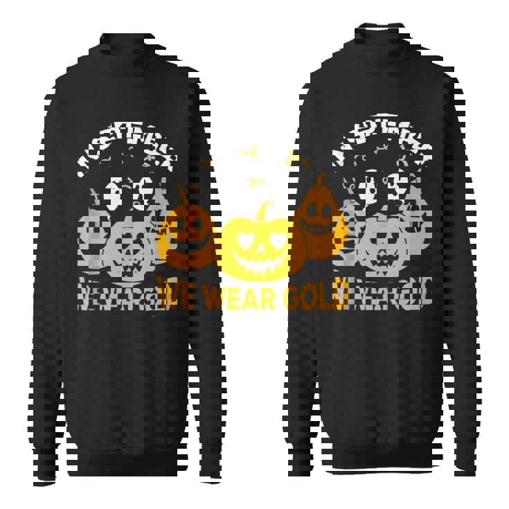 In September We Wear Gold Scary Pumpkin And Ghosts Costume Sweatshirt