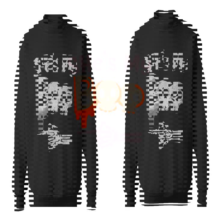 She’s My Boo Skull Face Matching Halloween Pajama Couples Sweatshirt