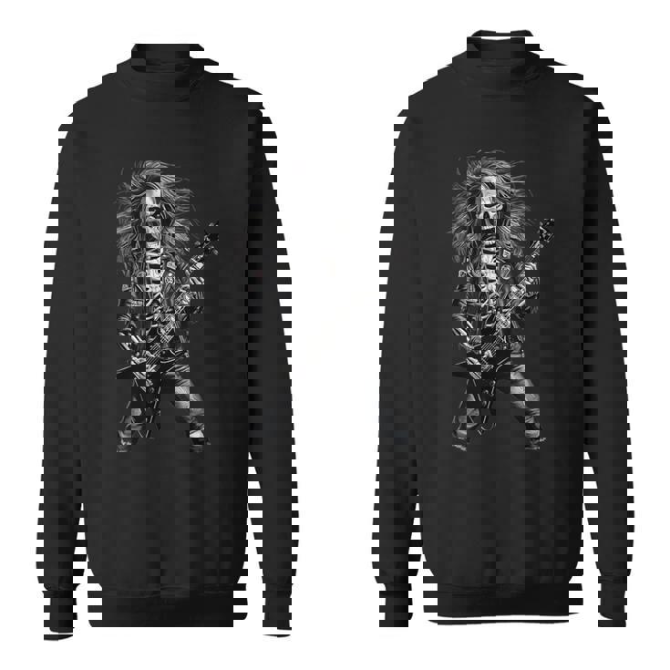 Skeleton Rocker With Guitar Skeleton Playing Guitar Sweatshirt