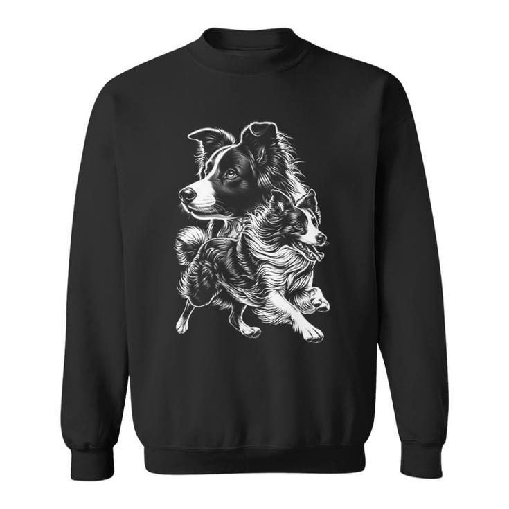 Super Cute Border Collie Cool Portrait On Chest Sweatshirt