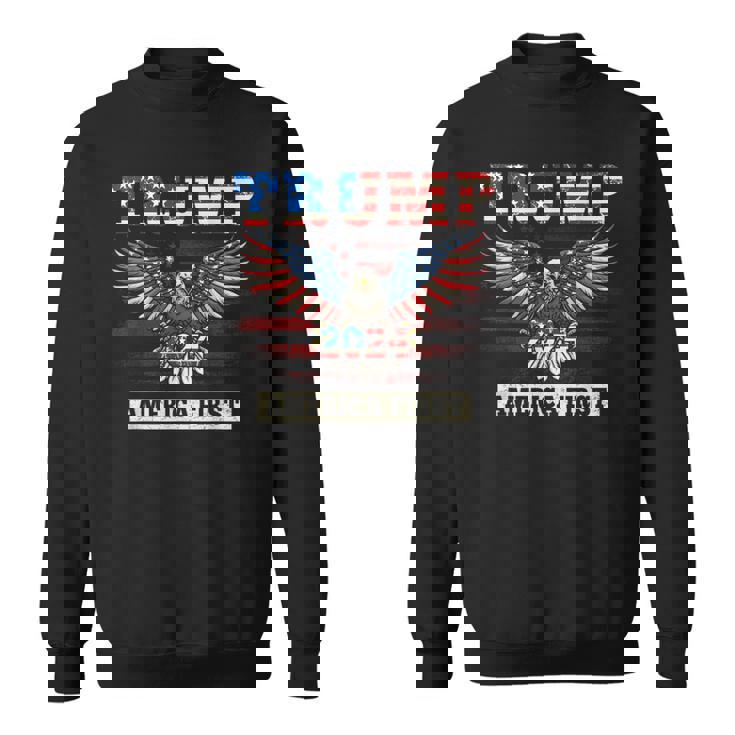 Trump 2024 America First Bald Eagle Pro Trump Bandera De Estados Unidos Camisa de entrenamiento