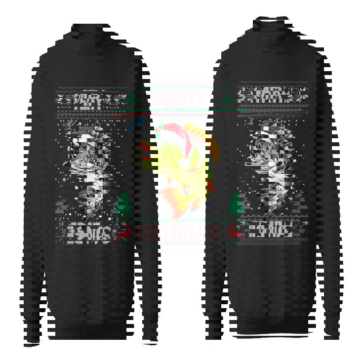 Ugly Fishing Christmas Bass Fish Apparel Merry Fishmas Sweatshirt