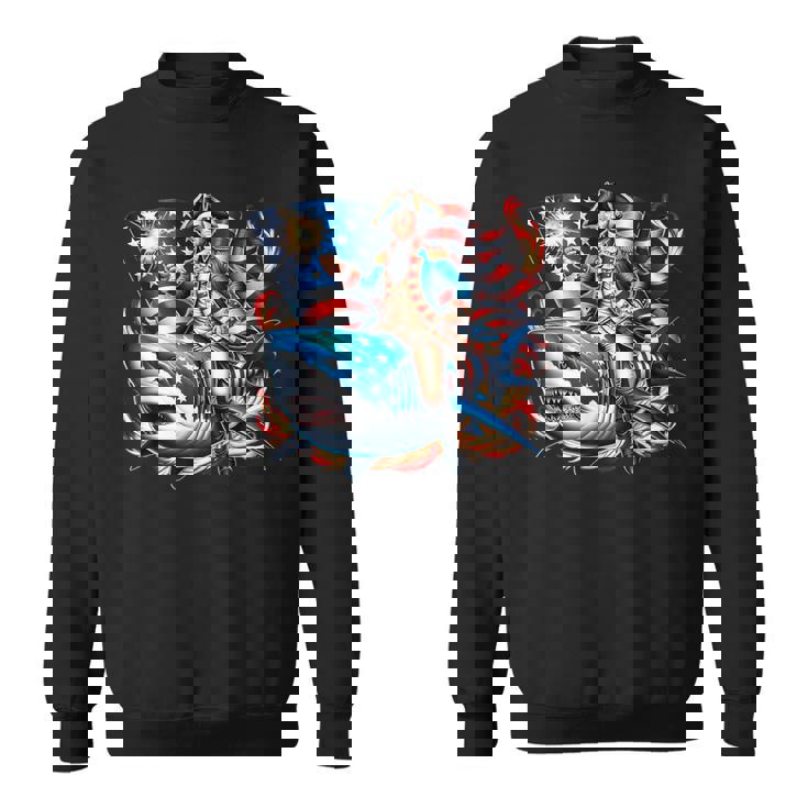 Washington Riding Shark July 4Th American Flag Sharks Sweatshirt