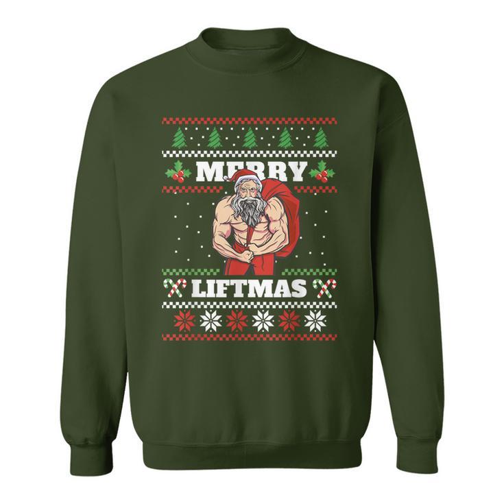 Merry Liftmas I Ugly Christmas Sweater Gym Workout Men s T shirt Back Print Seseable UK