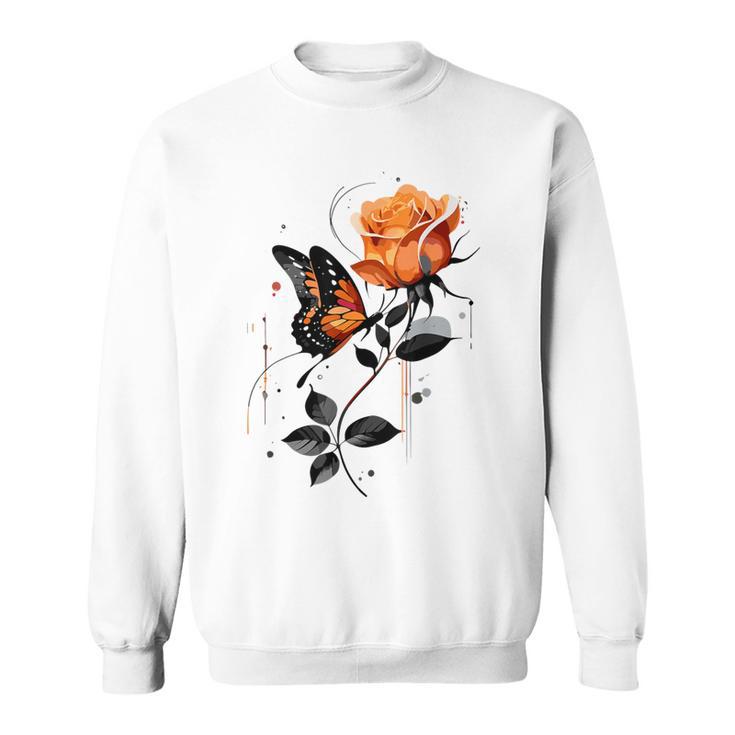 Blumen Und Schmetterlinge Damen Outfit Gray Sweatshirt