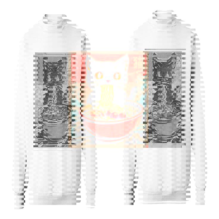Cat Ramen Japanese Graphic Kawaii Cat Anime Sweatshirt