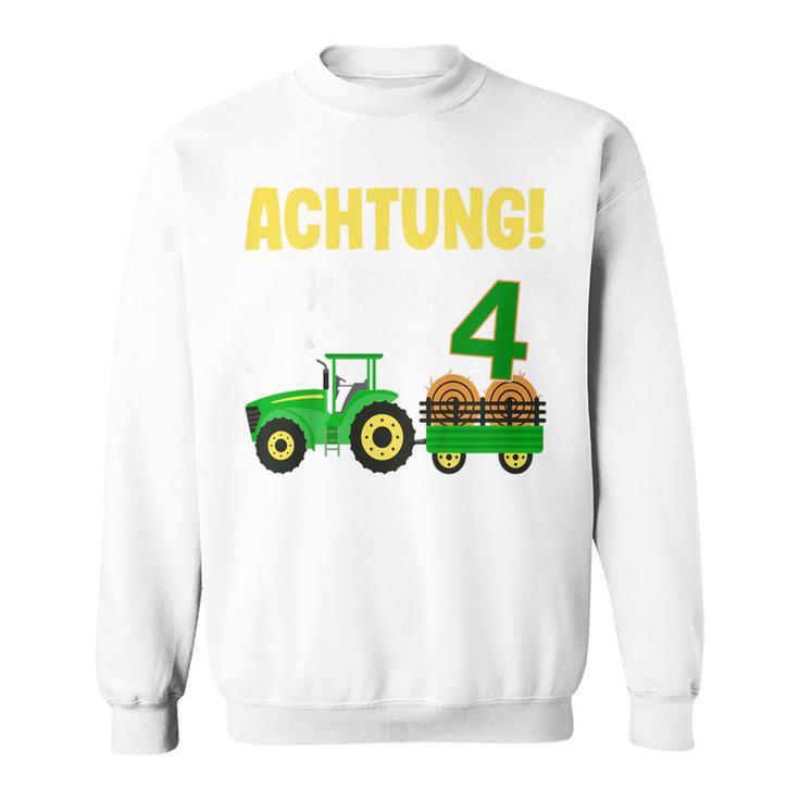 Children's 4Th Birthday Achtung Ich Bin Schon 4 Jahre Tractor Tractor Sweatshirt