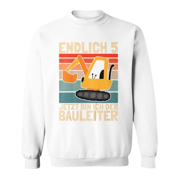 Children's Endlich 5 Jahre Jetzt Bin Ich Bauleiterintage Boy Digger Sweatshirt