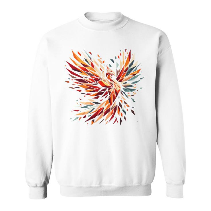 Cooles Phönix-Vogel-Symbol Im Kubismus-Kunst-Stil Weihnachten Sweatshirt