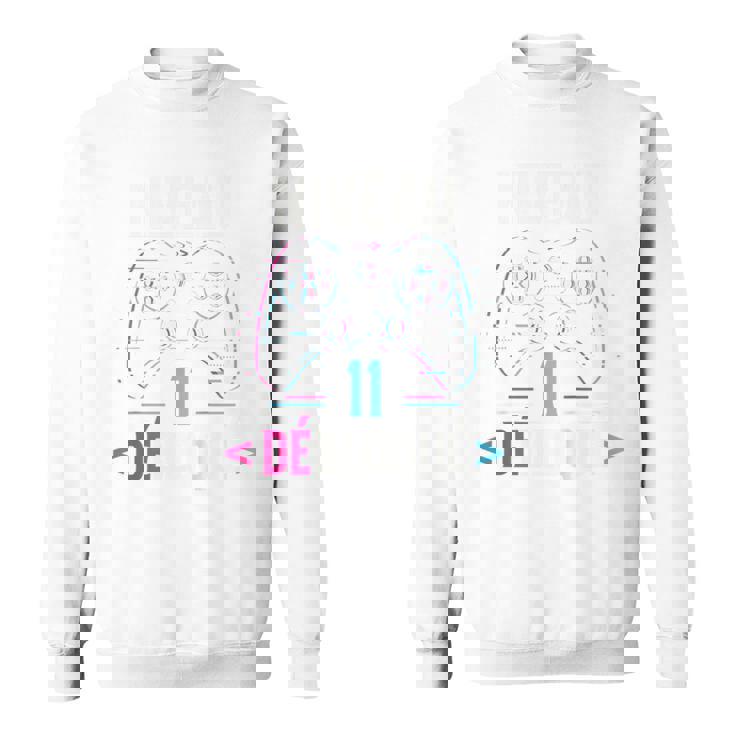 Enfant Gamer Glitch Cadeau D'anniversaire 11 Ans Niveau 11 Débloqué Sweater e