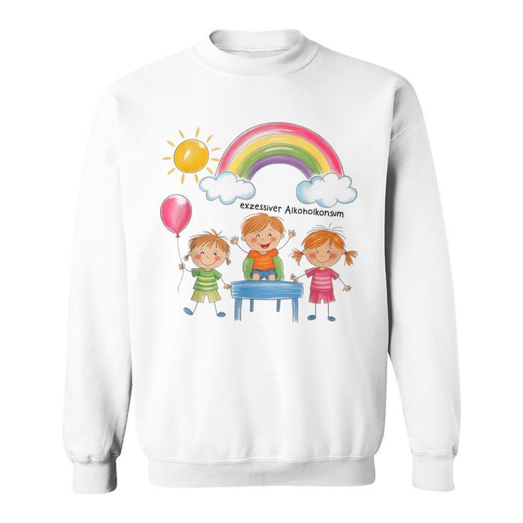 Exzessiver Alkoholkonsum X Lustige Kinder Zeichnung Sweatshirt