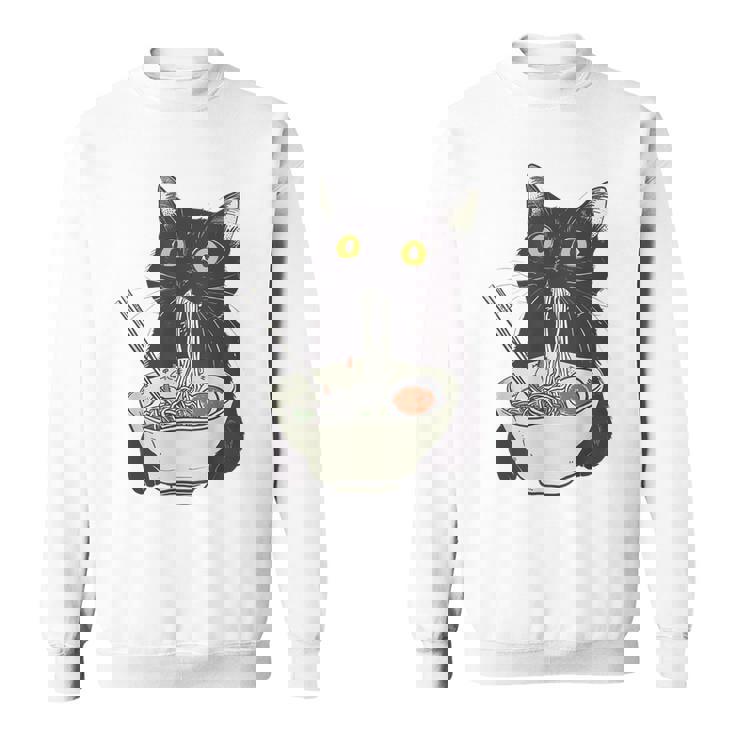 Cat Eating Ramen Vintage Japanese Noodles Sweatshirt