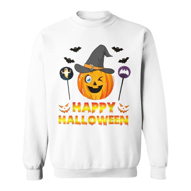 Happy Halloween Winking Pumpkin With Witch Hat T Shirt Monsterry