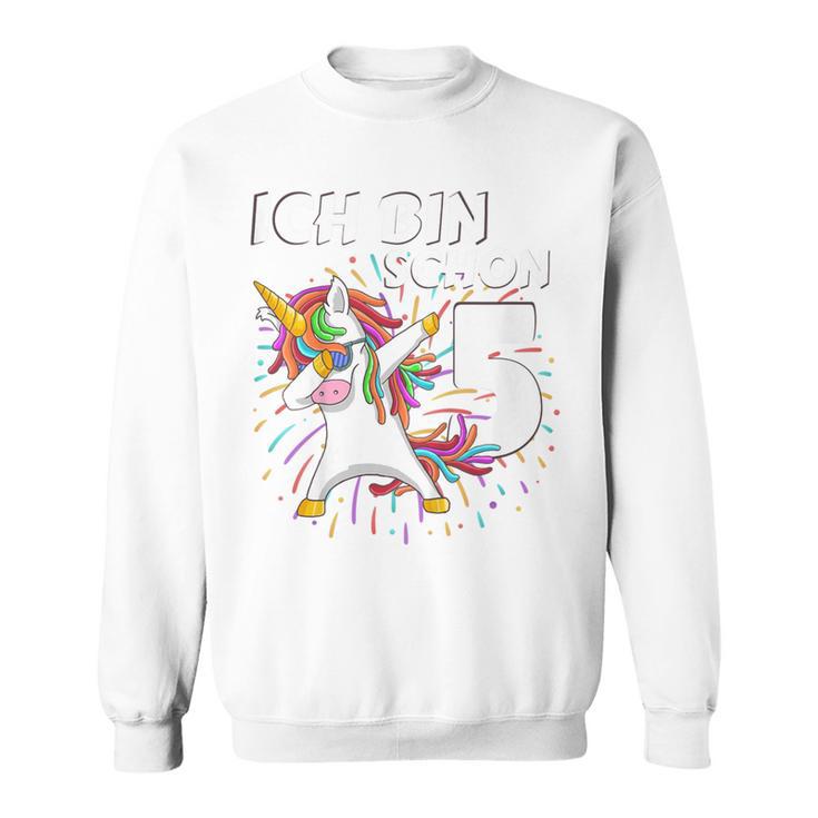 Ich Bin Schon Fünf Einhorn Dab 5Th Birthday Sweatshirt