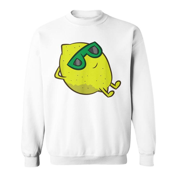 Lemon Summer Fruit Sunglasses On Lemon Sweatshirt