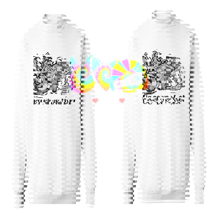 Peace Love Cheer Tie Dye Heart Cheerleading Back To School Sweatshirt