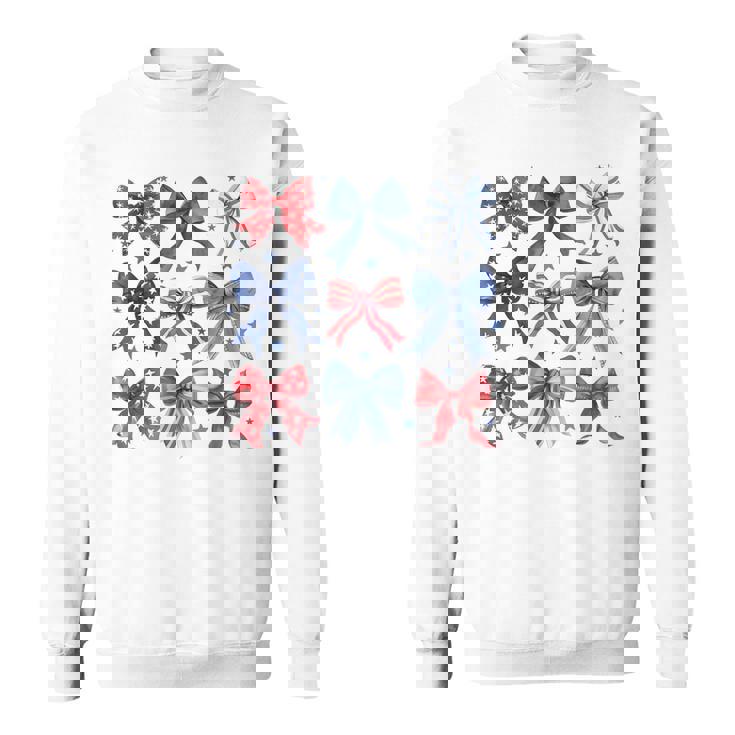 Retro 4Th Of July Coquette Bows American Flag Usa Patriotic Sweatshirt