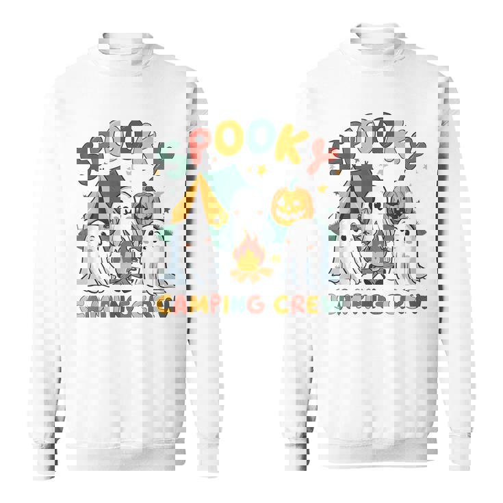 Spooky Camping Crew Ghosts Halloween Campfire Vintage Boo Sweatshirt