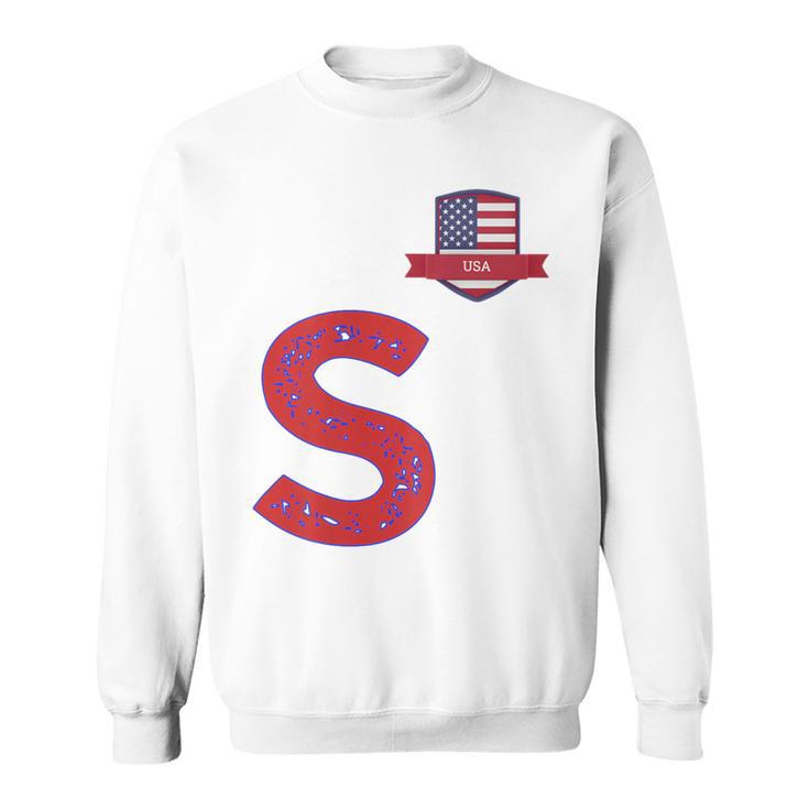 Usa Flag Letter S American Usa Red Sweatshirt