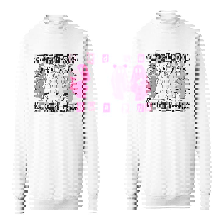 On Wednesday We Wear Cute Pink Ghost Halloween Sweatshirt