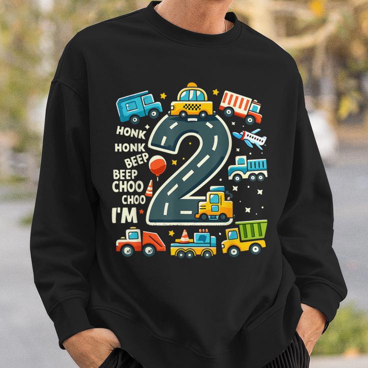 2 Jahre Alt Geburtstag Junge Lkw Auto Transport Sweatshirt Geschenke für Ihn