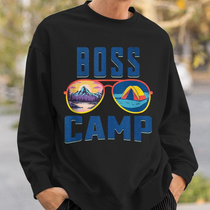 Boss Friend Camp Vacation Retro Camping Summer Sunset Tent Sweatshirt Gifts for Him