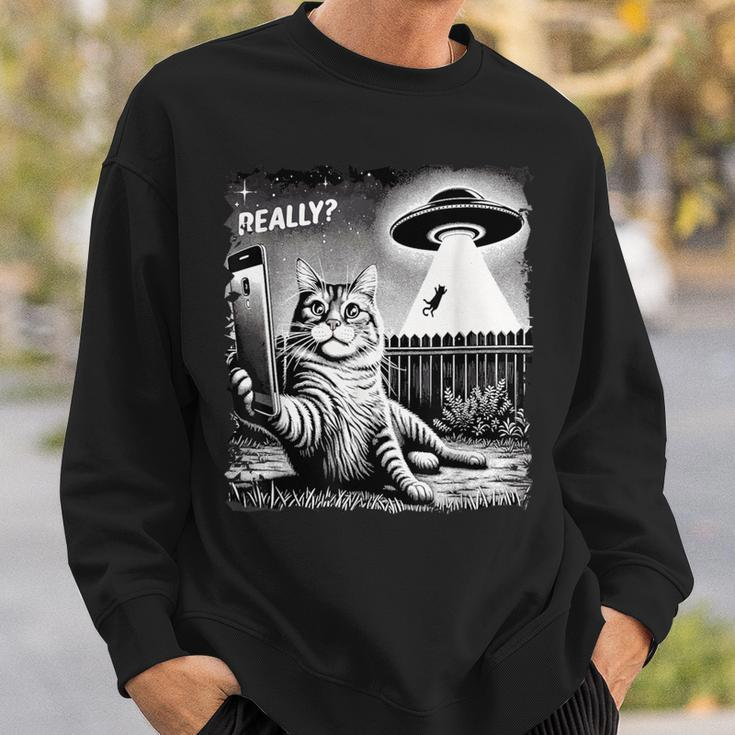 Cat Selfie Ufo & Alien Echt Jetzt Really Sweatshirt Geschenke für Ihn