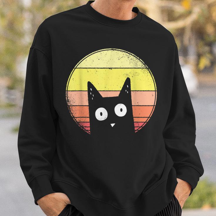 Cat Sunset Sunset Cat Retrointage Sweatshirt Geschenke für Ihn